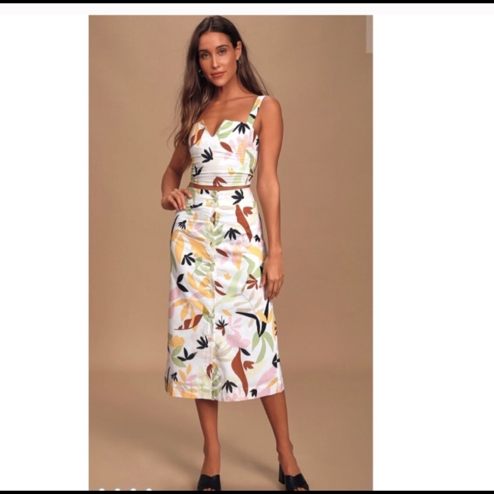 NWT Palma White Multi Tropical Print Matching SET - Picture 3 of 11